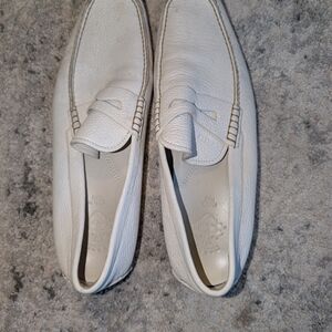 Men's White Leather Loafers